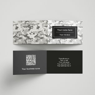 Winter Snow Gray Camouflage, Military, Army Business Card