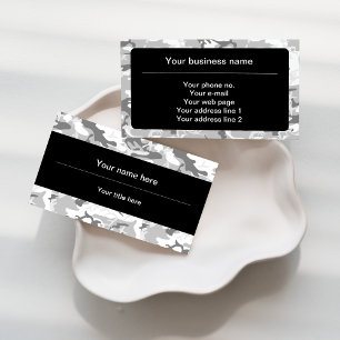Winter Snow Gray Camouflage, Military, Army Business Card