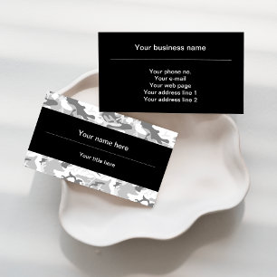 Winter Snow Gray Camouflage, Military, Army Business Card