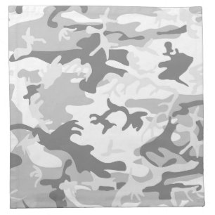 Winter Snow Gray Camouflage, Military, Army Cloth Napkin