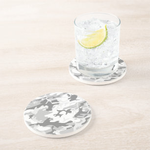 Winter Snow Gray Camouflage, Military, Army Coaster