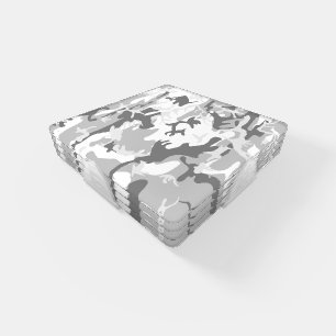 Winter Snow Gray Camouflage, Military, Army Coaster Set