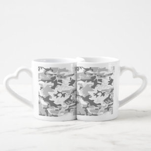 Winter Snow Gray Camouflage, Military, Army Coffee Mug Set