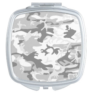 Winter Snow Gray Camouflage, Military, Army Compact Mirror