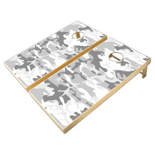 Winter Snow Gray Camouflage, Military, Army Cornhole Set