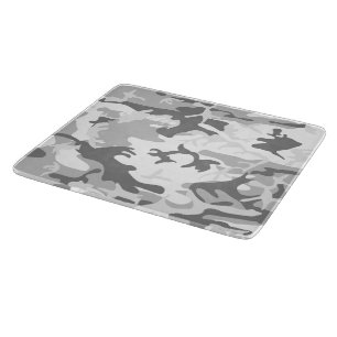 Winter Snow Gray Camouflage, Military, Army Cutting Board