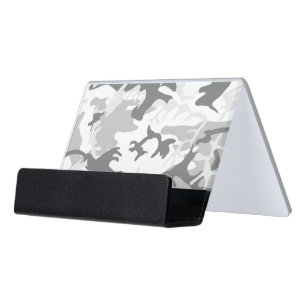 Winter Snow Gray Camouflage, Military, Army Desk Business Card Holder