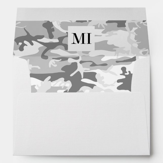 Winter Snow Gray Camouflage, Military, Army Envelope (Back (Bottom))