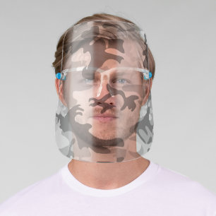 Winter Snow Gray Camouflage, Military, Army Face Shield