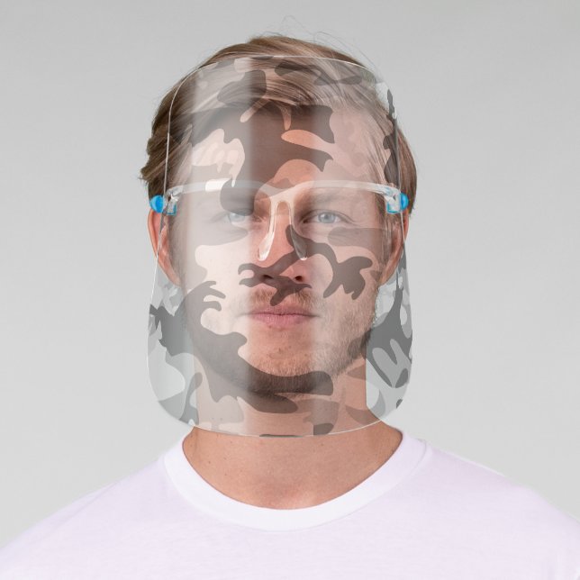 Winter Snow Gray Camouflage, Military, Army Face Shield (Insitu)