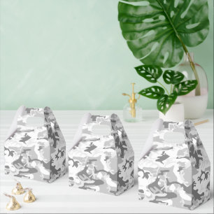 Winter Snow Gray Camouflage, Military, Army Favor Boxes