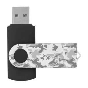 Winter Snow Gray Camouflage, Military, Army Flash Drive