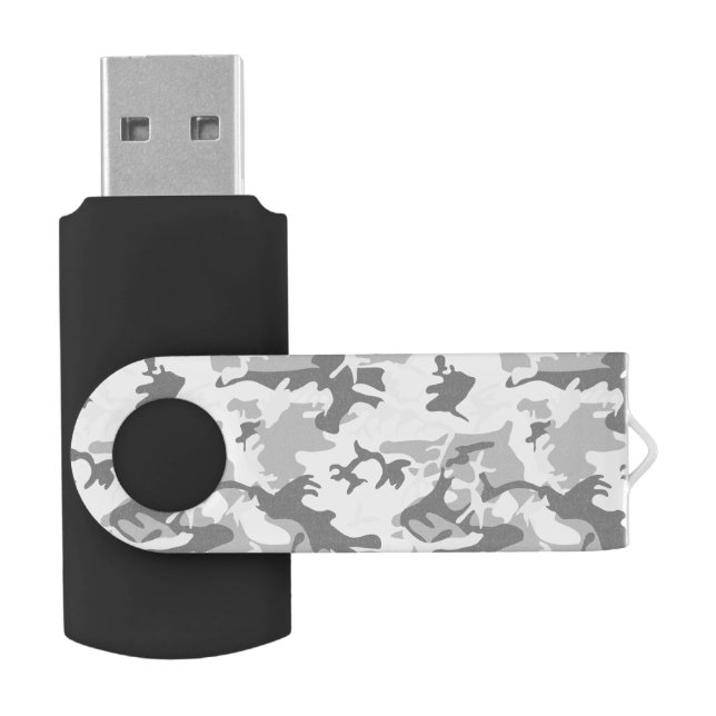 Winter Snow Gray Camouflage, Military, Army Flash Drive (Opened)