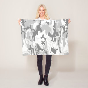Winter Snow Gray Camouflage, Military, Army Fleece Blanket