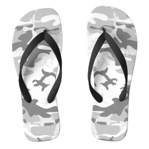 Winter Snow Gray Camouflage, Military, Army Flip Flops
