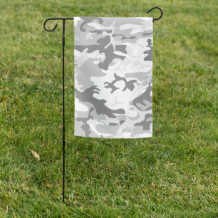 Winter Snow Gray Camouflage, Military, Army Garden Flag