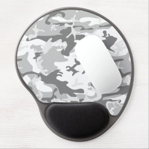 Winter Snow Gray Camouflage, Military, Army Gel Mouse Pad