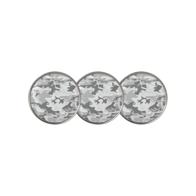 Winter Snow Gray Camouflage, Military, Army Golf Ball Marker (3 Up)