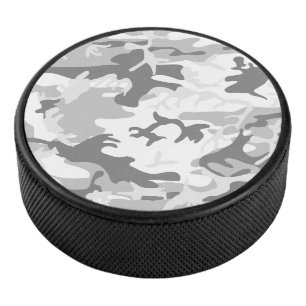 Winter Snow Gray Camouflage, Military, Army Hockey Puck