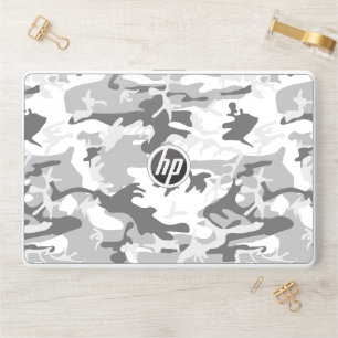 Winter Snow Gray Camouflage, Military, Army HP Laptop Skin