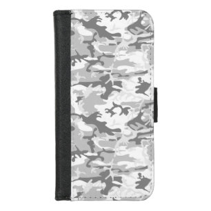 Winter Snow Gray Camouflage, Military, Army iPhone 8/7 Wallet Case
