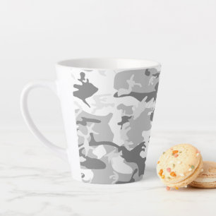 Winter Snow Gray Camouflage, Military, Army Latte Mug