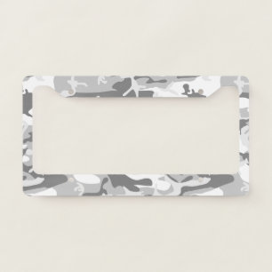 Winter Snow Gray Camouflage, Military, Army License Plate Frame