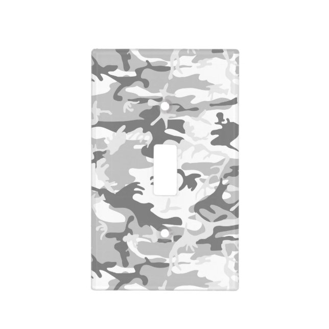 Winter Snow Gray Camouflage, Military, Army Light Switch Cover (Front)