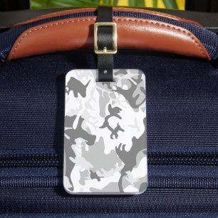 Winter Snow Gray Camouflage, Military, Army Luggage Tag