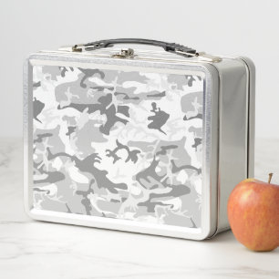 Winter Snow Gray Camouflage, Military, Army Metal Lunch Box