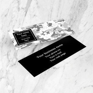 Winter Snow Gray Camouflage, Military, Army Mini Business Card