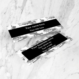 Winter Snow Gray Camouflage, Military, Army Mini Business Card