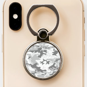 Winter Snow Gray Camouflage, Military, Army Phone Ring Stand