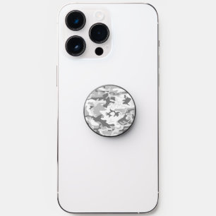 Winter Snow Gray Camouflage, Military, Army PopSocket