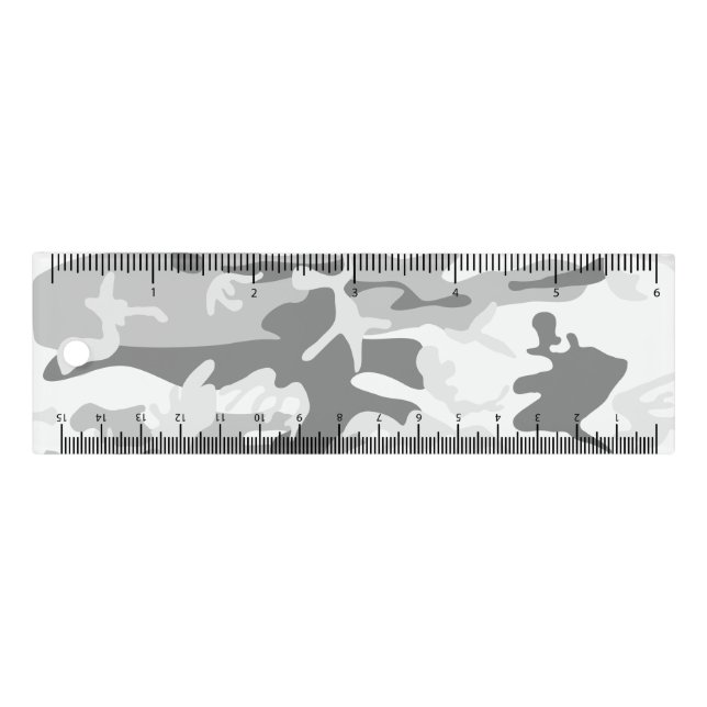 Winter Snow Gray Camouflage, Military, Army Ruler (Front)