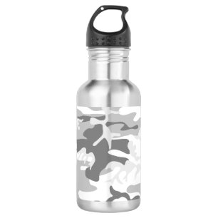 Winter Snow Gray Camouflage, Military, Army Stainless Steel Water Bottle