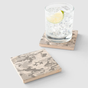Winter Snow Gray Camouflage, Military, Army Stone Coaster