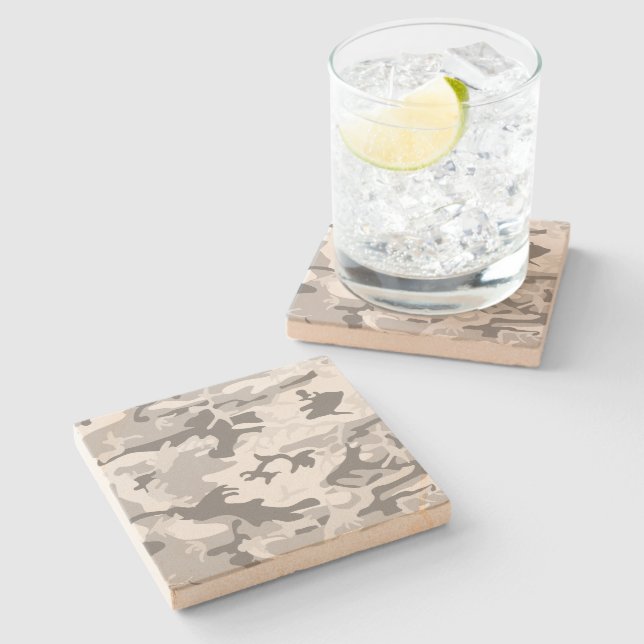 Winter Snow Gray Camouflage, Military, Army Stone Coaster (Side)