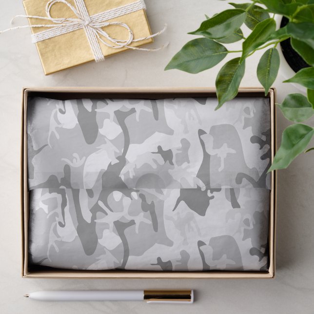 Winter Snow Gray Camouflage, Military, Army Tissue Paper (Gift)