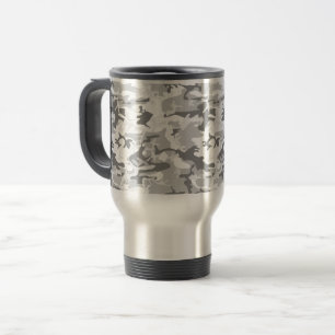 Winter Snow Gray Camouflage, Military, Army Travel Mug