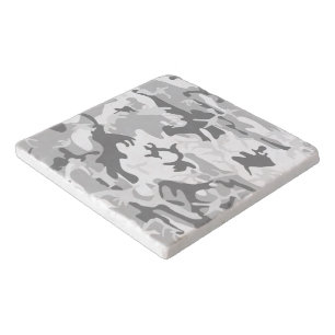 Winter Snow Gray Camouflage, Military, Army Trivet