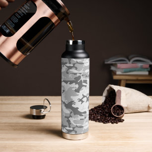 Winter Snow Gray Camouflage, Military, Army Water Bottle