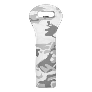 Winter Snow Gray Camouflage, Military, Army Wine Bag