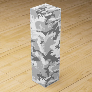 Winter Snow Gray Camouflage, Military, Army Wine Box