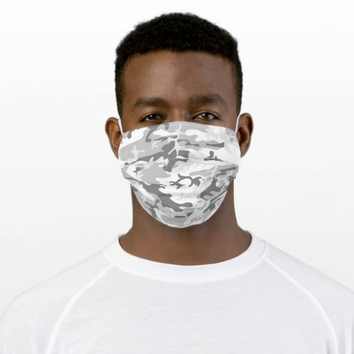 Winter Snow Gray Camouflage Pattern Military Army Adult Cloth Face Mask