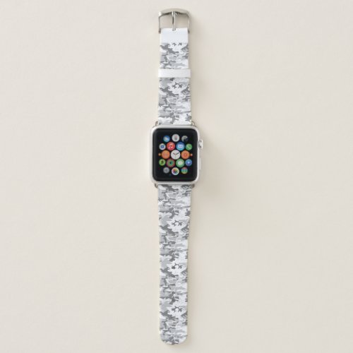 Winter Snow Gray Camouflage Pattern Military Army Apple Watch Band