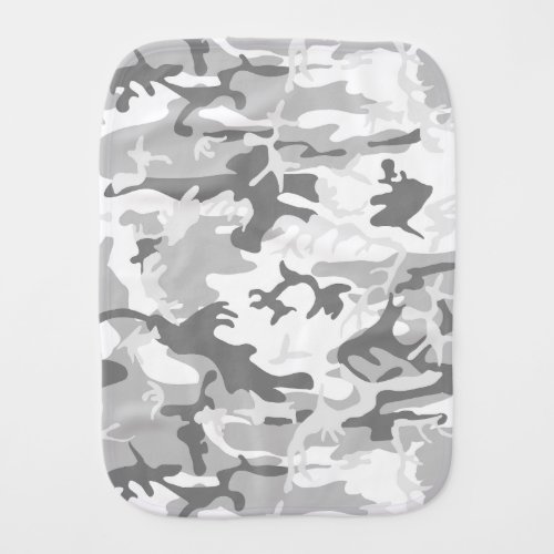 Winter Snow Gray Camouflage Pattern Military Army Baby Burp Cloth