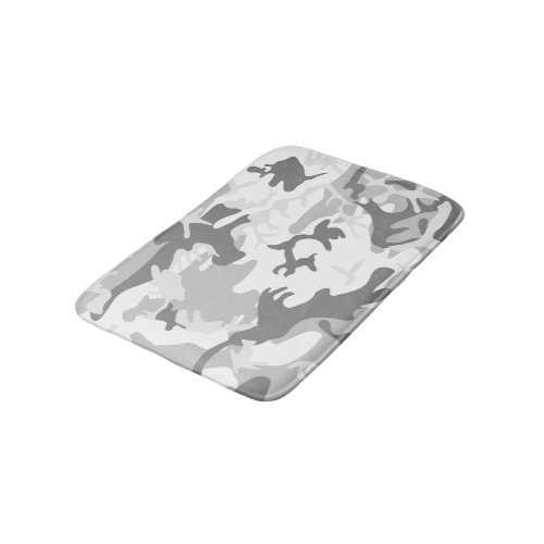 Winter Snow Gray Camouflage Pattern Military Army Bath Mat