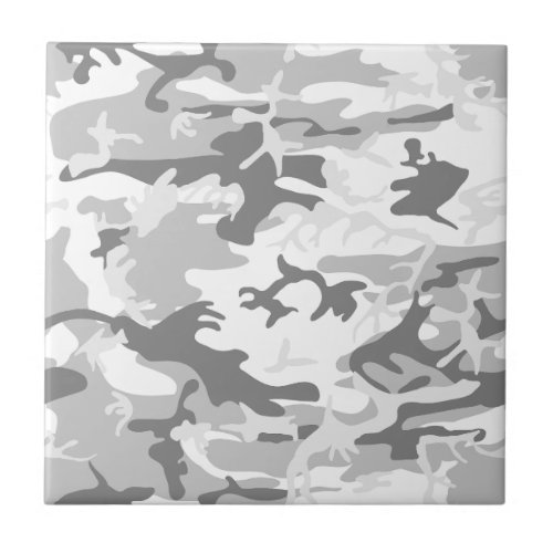 Winter Snow Gray Camouflage Pattern Military Army Ceramic Tile