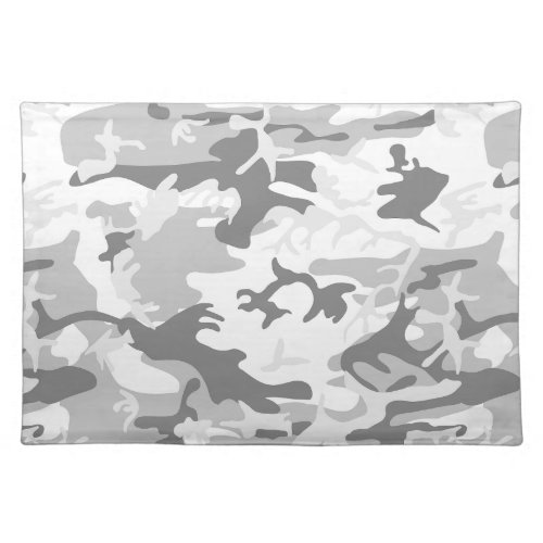 Winter Snow Gray Camouflage Pattern Military Army Cloth Placemat